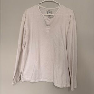 Classic White Long Sleeve Henley Shirt